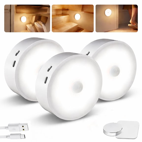 All-Purpose Magnetic Motion Sensor Light, Rechargeable Cordless Stick on Night Light, 120° Detection, 3-6m Sensing, Closet Cabinet Stairs Hallway Lighting