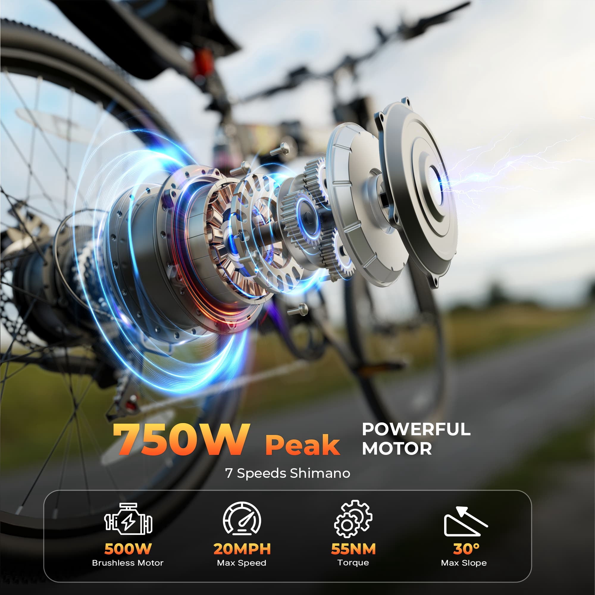 FLYRUN 26" Electric Bike for Adults,Folding Ebike with Peak 750W Motor,48V 374.4Wh Removable Battery,LCD Display,Up to 20 MPH,UL2849