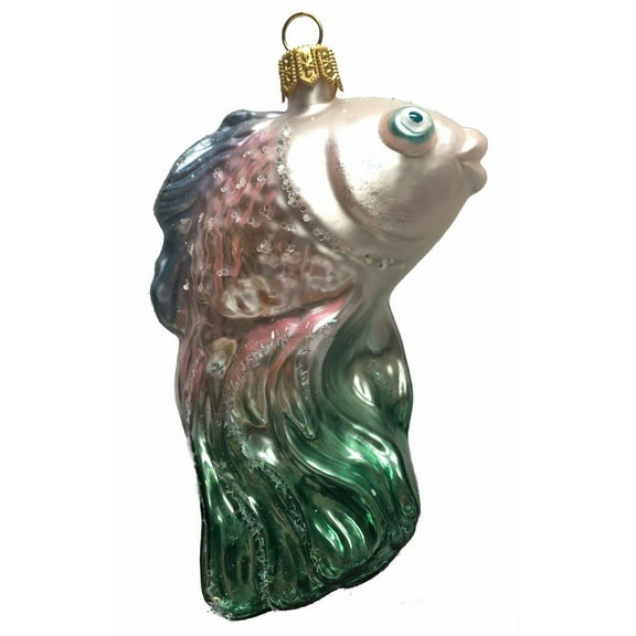 Pink Blue and Green Fish Polish Glass Christmas Ornament Sea Life Made Poland