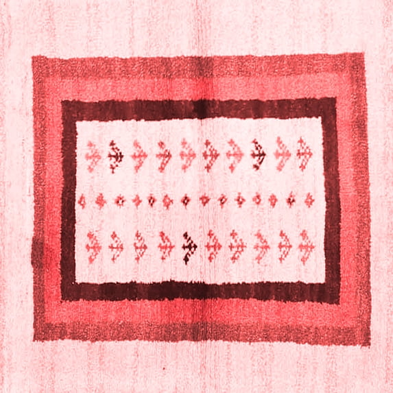 Ahgly Company Indoor Square Abstract Red Contemporary Area Rugs, 5' Square