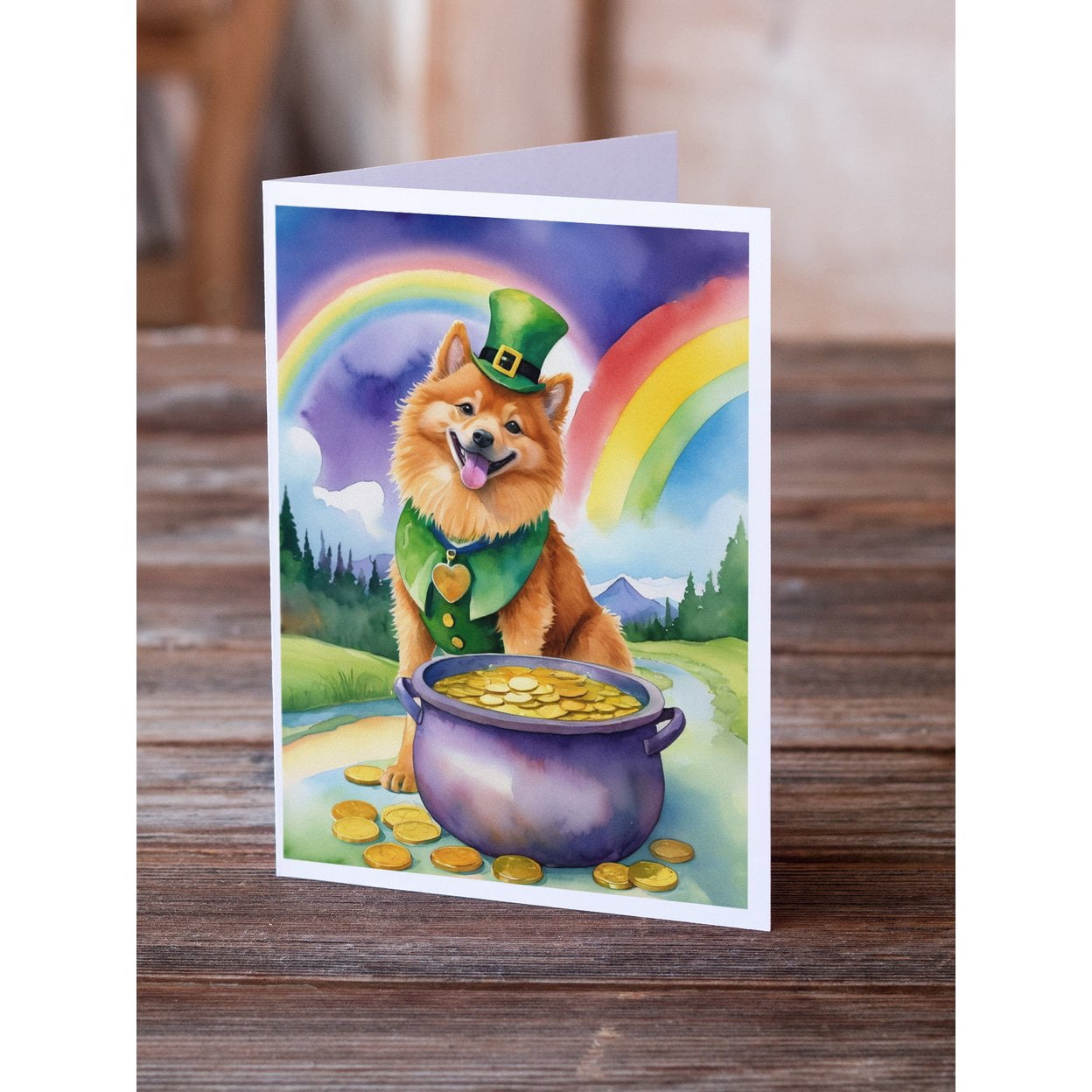 Finnish Spitz St Patrick's Day Greeting Cards Pack of 8 7 in x 5 in