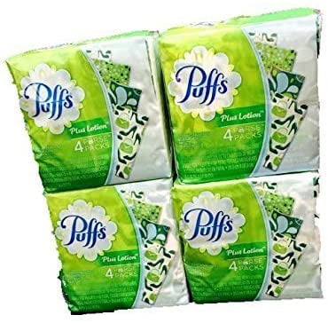 Puffs Plus Lotion Tissues Purse Packs-4 Packs - Total 16 individual packages by Puffs