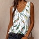 thumbnail image 1 of ICHUANYI Clearance Women Fashion Sexy Sleeveless Flower Pirnt Vest U-neck Printed Tops Tee Vest Blouse Tops(White, XL) ICHUANYI WER2023080806984, 1 of 7