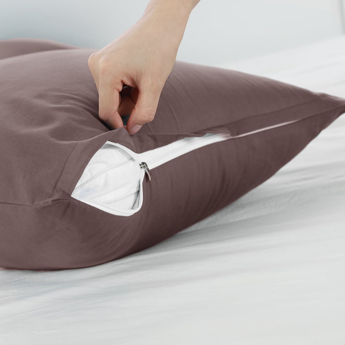 Unique Bargains Pillowcases 2-Piece Egyptian Cotton Pillow Cover Coffee Standard