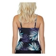 thumbnail image 3 of ISLAND ESCAPE Women's Black Tropical Print Removable Cups Adjustable Ruffled Tahiti Bandini Tankini Swimsuit Top 8, 3 of 4