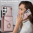 thumbnail image 3 of REQO Phone Case for Samsung Galaxy S22 Ultra High-end Stylish Leather Accordion Card Holder,Wallet Phone Case, Anti-Drop Lanyard, Multi-Functional Ring Stand Case, Protective Leather Case, 3 of 9