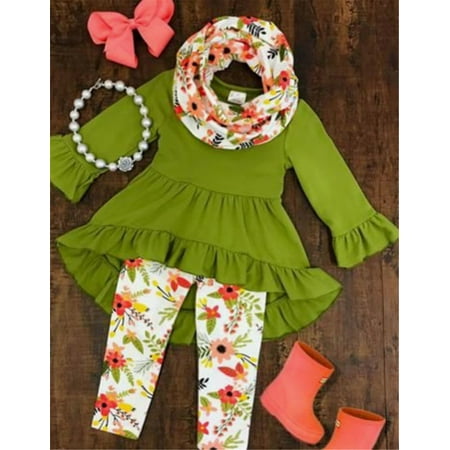 

IZhansean Boutique Toddler Kids Baby Girl Ruffle Top Dress Floral Pants Legging Outfits Clothes Green 2-3 Years