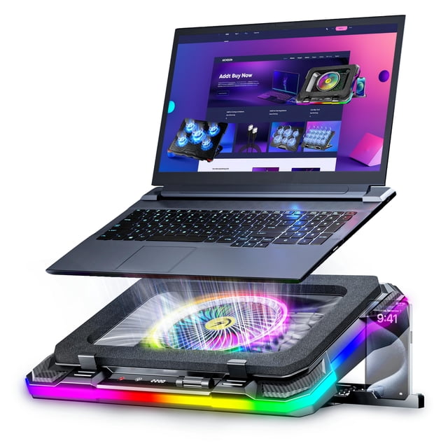 Almohadilla de refrigeración para portátiles para juegos AICHESON con luces RGB de 15 a 19 pulgadas