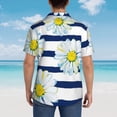 thumbnail image 6 of Balery Daisy Striped Nautical Print Men's Hawaiian Shirts Short Sleeve Beach Shirt Relaxed Fit Vacation Button Down Shirts-XX-Large, 6 of 9