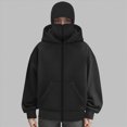 thumbnail image 5 of NOLDARES Women's Balaclava Hoodie Full Zipper Jacket Double Hooded Sweatshirt Wind Resistant Athletic Coat(T153-Black,L), 5 of 5