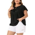 thumbnail image 4 of Agnes Orinda Women's Plus Blouses Ruffle Tassel Sleeve Lace Trim Tie Neck Peasant Tops, 4 of 4