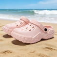 thumbnail image 4 of Lusa Summer Beach Lightweight Kids Slippers with Holes Solid Color Comfortable Soft Sole Non- Sandals for Boys and Girls Casual Outdoor Play Cool Shoes Pink 10-10.5 Years, 4 of 5