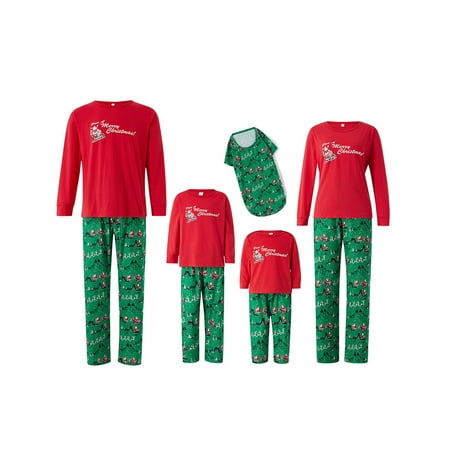 

Xingqing Matching Family Pajamas Sets Christmas PJ s with Letter Long Sleeve Tee and Elk Print Pants Loungewear Red Baby 6-12 Months