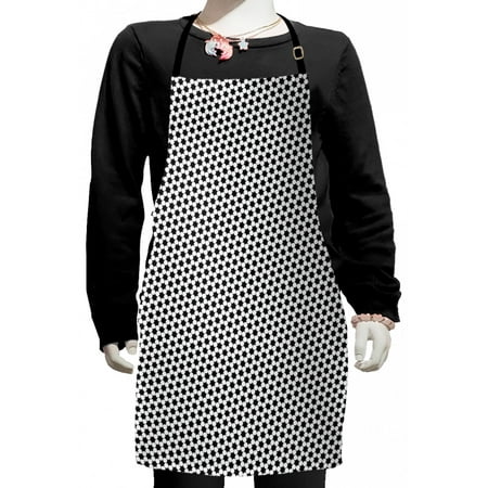 

Geometric Kids Apron Minimalist Pattern with Abstract Hexagon Shapes in Simplistic Tones Contemporary Boys Girls Apron Bib with Adjustable Ties for Cooking Baking Painting Black White by Ambesonne