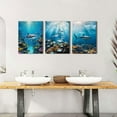 thumbnail image 2 of Blue Beach Bathroom Wall Art Under Sea World Photo Prints Kids Bathroom Ocean Fish Shark Dolphin Wall Decor Coastal Seascape Pictures Canvas Artwork for Living Room Bedroom Home Decorations, 2 of 6