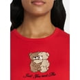 thumbnail image 4 of Valentine's Day Women’s Teddy Bears Embroidered Graphic Tee with Short Sleeves, Sizes XXS-XXL, 4 of 5