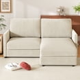 thumbnail image 2 of Extra Comfy 71” Corduroy Sectional Sofa Bed, Neche L-Shaped Couch with Wide Chaise Cushion, Loveseat Upholstered for Living Room, Office, Small Space, Beige, 2 of 8