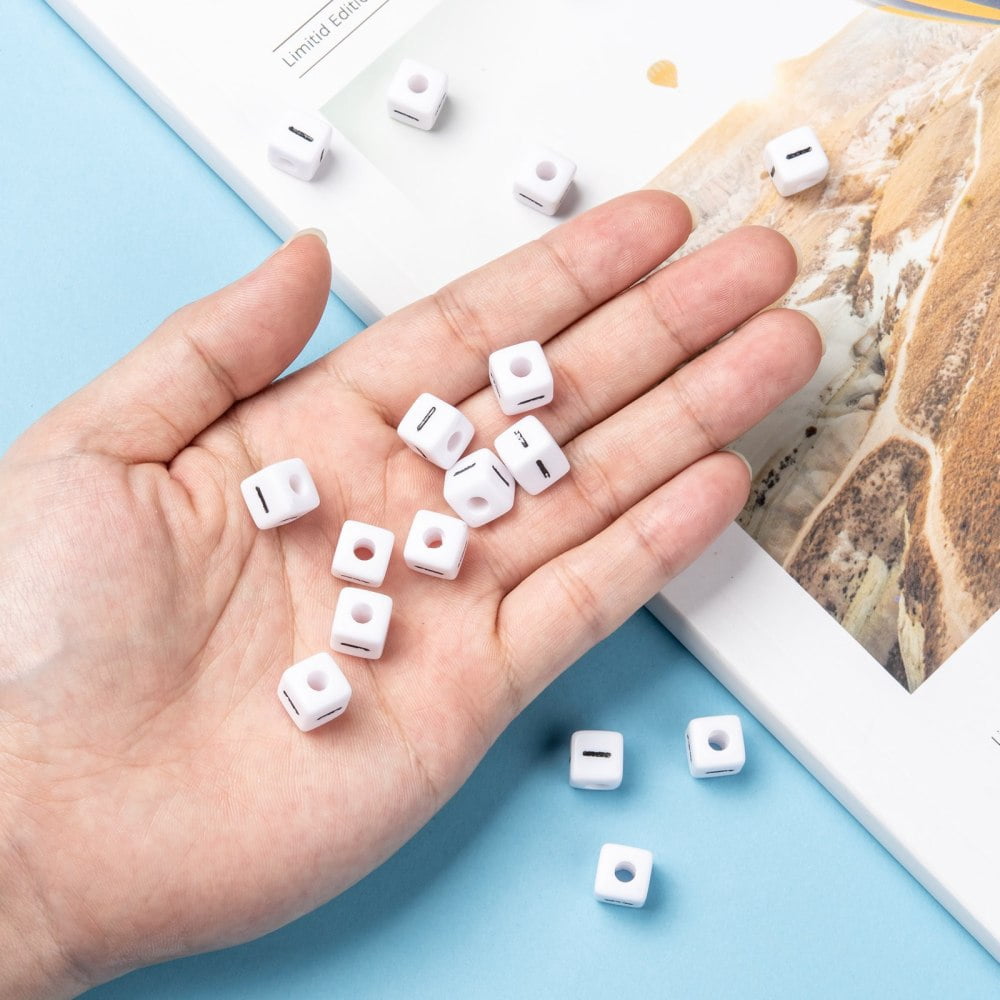 Letter Acrylic European Beads Horizontal Hole Cube Letter.I 10x10x10mm Hole: 3.5~4mm about 598pcs/500g