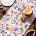 thumbnail image 3 of Pink Children's Day Table Runner 90 Inches, Car Tree Stars Cartoon Modern Art Bed Runner Dresser Scarves Tabletop for Indoor Outdoor Parties/Ceremony/Banquet, 13" x 90", 3 of 9