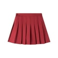 thumbnail image 4 of Zshosam Toddler Skorts Girls Girl Pleated Skort Tennis Skirt with Shorts Stretch Waist Girls Skater Culottes Size 10T 11T,(Red 10-11 Years), 4 of 4