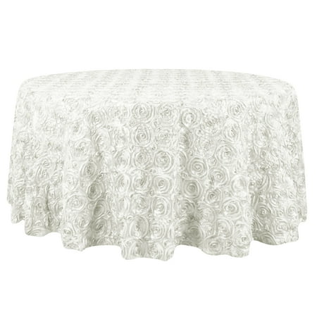 

Efavormart 132 Wholesale Round Table Cover IVORY Grandiose Rosette 3D Satin Tablecloth For Wedding Party Event Decoration