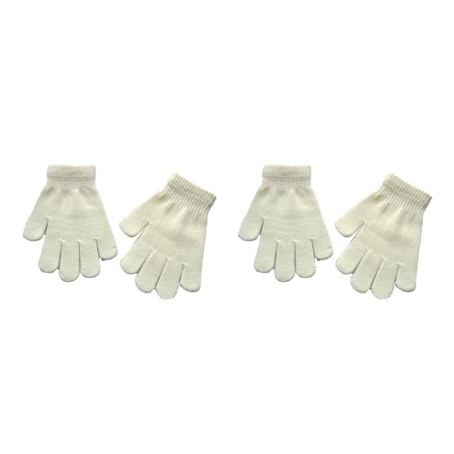 Minnieouse 1 par de guantes para niños, accesorio de ropa de estilo Simple, cómodo para exteriores, Color sólido, tejido, guante para niños Blanco 2piezas