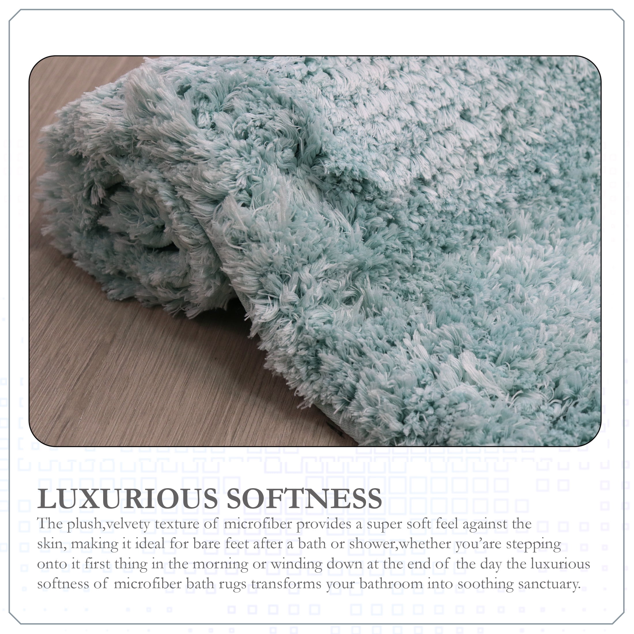Essential 3-Piece Bathroom Rug Set, Plush Microfiber Bath Mat, U-Shaped Contour Rug and Toilet Lid Cover, Ultra Absorbent, Quick-Dry, Non-Slip Bathroom Mats, Machine Washable, Turquoise