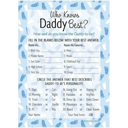 Who Knows Daddy Best Baby Shower Game Cards, 20 Count (It's a (Best Party Card Games 2019)