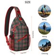 thumbnail image 5 of Sling Backpack,Green and Red Christmas Plaid Pattern Sling Bag with Water Bottle Holder,Waterproof Sling Bag for Men/Women with Headphone Jack for Hiking,Travel, 5 of 6