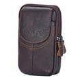 thumbnail image 1 of Yucurem 5pcs Men Cowhide Leather Phone Belt Bags Solid Color Zipper Fanny Pack, 1 of 10