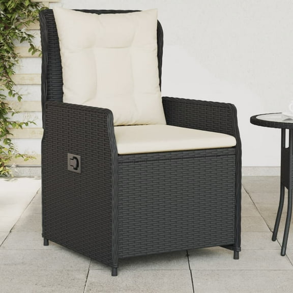 vidaXL Reclining Patio Chairs 2 pcs Black Poly Rattan
