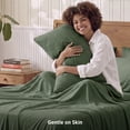 thumbnail image 4 of U by Bedsure King Sheets Set, 6 Pieces 18" Deep Pockets Soft Prewashed Microfiber Bed Sheets, Olive Green, 4 of 8