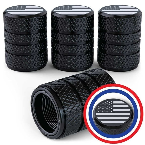 PC Autoworks USA Tire Valve Caps – Anti-Rust, Premium Anodized Aluminum, Corrosion-Resistant, Easy Install, Universal Fit – 1 pack/Set of 4 - Onyx- ONYX