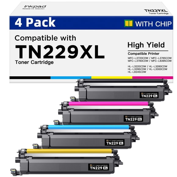 Cartucho de tóner iNKPAD TN229XL, paquete de 4, alto rendimiento