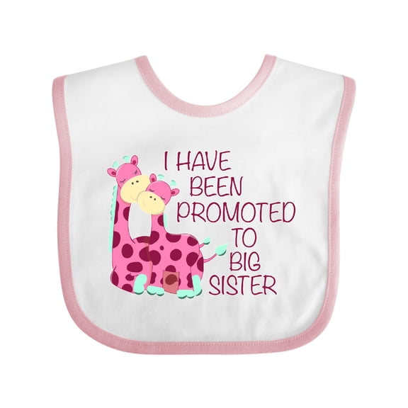Inktastic I Have Been Promoted to Big Sister Pink Girls Baby Bib