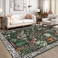 thumbnail image 5 of Garvee 10'x13' Jungle Animal Print Area Rug, Black Botanical Carpet Washable Rug Non-Slip Modern Stripe Border Floor Mats for Living Room Bedroom Nursery Decor, 5 of 8