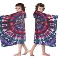 thumbnail image 4 of Colorful Tie Dye Pattern Hooded Bath Towel，50"x30" for Ages 3 To 12 Kids, Quick Dry Lightweight Soft Microfiber Hood Beach Towel Cover Up for Kids, 4 of 7