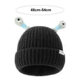 thumbnail image 6 of harmtty Women Winter Beanie Cartoon Eye Decor Shiny Tentacles Thick High Elasticity Warm Windproof Knitted Solid Color Ear Protection Foldable Lady Anti-slip Cap Hat Coffee, 6 of 8