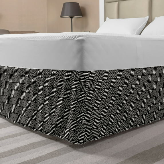 Ambesonne Modern Multi-color Abstract Wrap Around Microfiber Bed Skirt, Queen