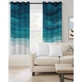 thumbnail image 2 of Teal Turquoise Waves Blackout Curtains 45 Inches Long for Bedroom, Ombre Coastal Ocean Water Abstract Thermal Insulated Room Darkening Black Out Window Curtain Panels Grommet Drapes for Living Room, 2 of 8