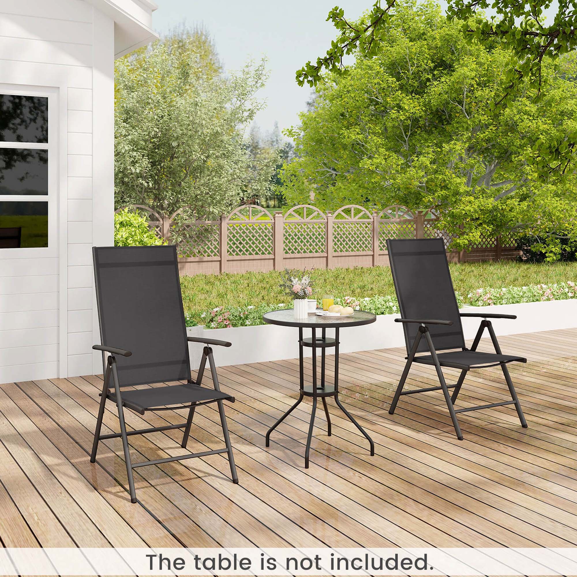Costway 1 PCS Patio Folding Dining Chair with 7-Level Adjustable High Backrest for Garden Black