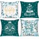 thumbnail image 1 of Juego de 4 Fundas Cojin Navidad 45x45 cm, Funda Cojines Decorativos Navideños de Feliz Xmas Fundas de Almohada Navideñas Decoración Hogar Navidena para Dormitorio Sofá Cama(Cyan), 1 of 5