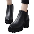 thumbnail image 3 of WEAIXIMIUNG Short Boots Women Wide Zip Fashion Women Square Heels On Solid Color Short Boot Round Toe Work Shoes, 3 of 7