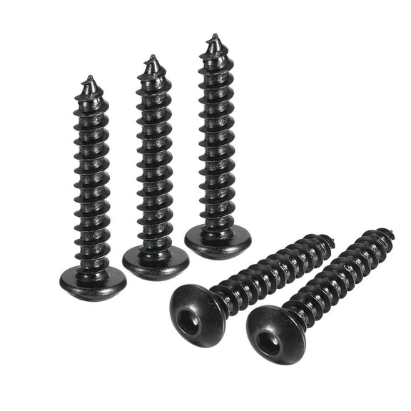 Uxcell Hex Socket Self Tapping Screws, M5 x 30mm Carbon Steel Wood Screw 25pack