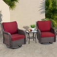 thumbnail image 1 of 3 Piece Swivel Rocking Patio Chair Set with 4 Inch Thick Cushions, All Weather Wicker Glider Chairs and Coffee Table, 360 Degree Rotation Outdoor Furniture for Porch Balcony Deck, Blue Apricot Red, 1 of 8