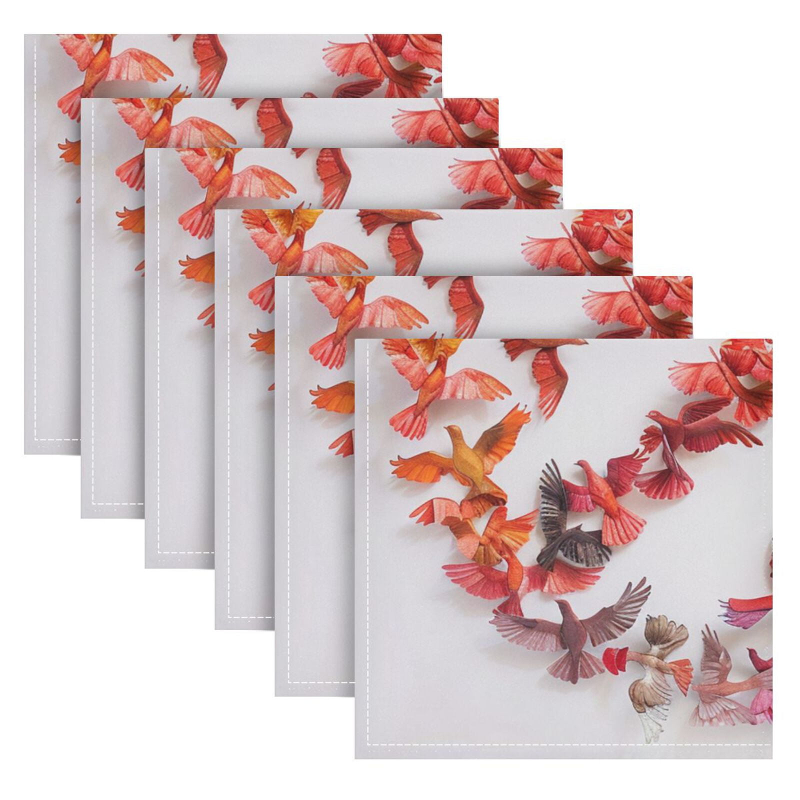 JSTEL Colorful Peace Sign Dove Cloth Napkins Set of 6, 20x20 Inch Washable and Reusable Napkin for Decoupage Dinner Party Everyday Use