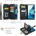 thumbnail image 2 of Wallet Case for Samsung Galaxy S20 FE 5G, Premium Handmade PU Leather Phone Case Card Slots Magnetic Closure Zipper Pocket Kickstand Flip Case with Hand Strap - Vintage Black, 2 of 14