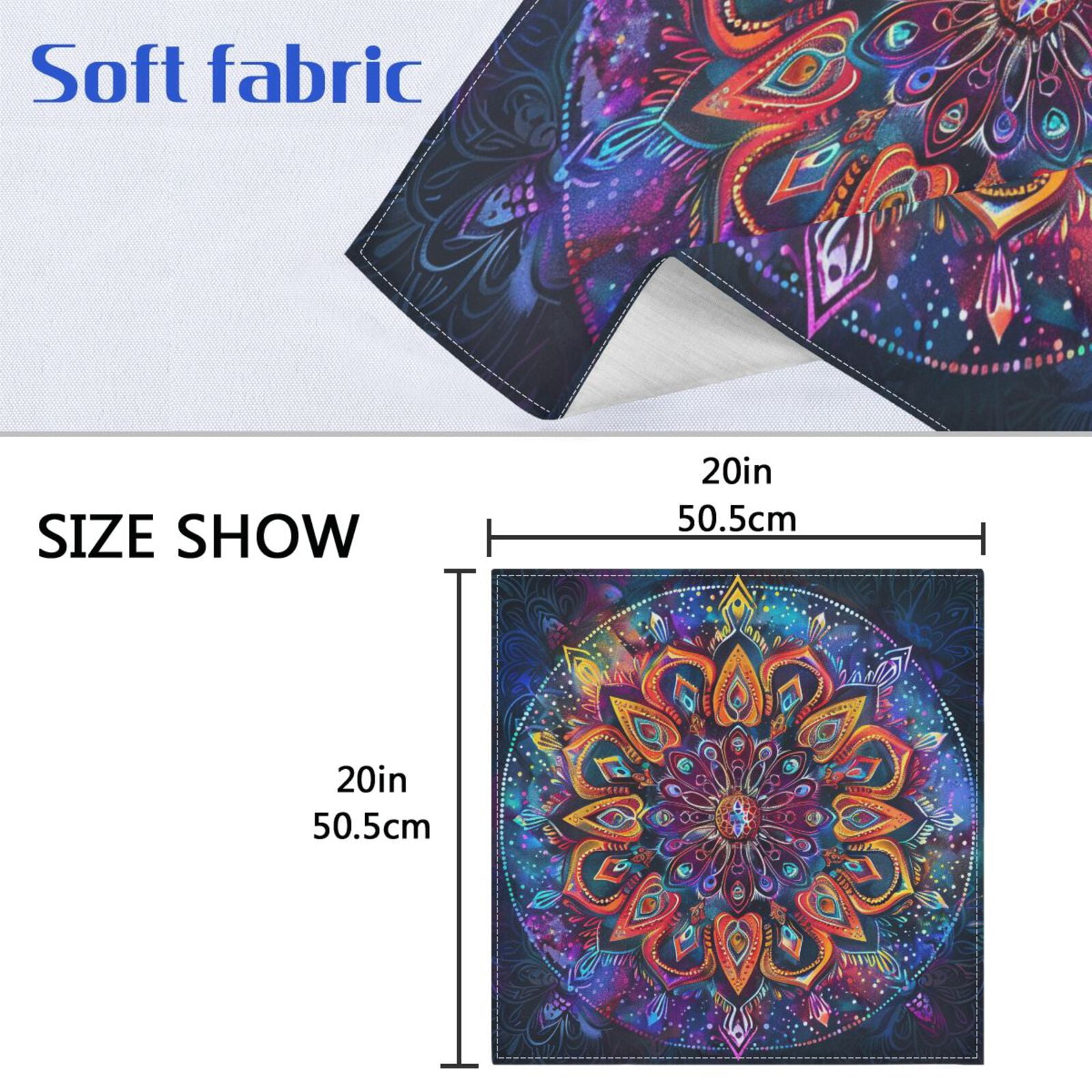 JSTEL Colorful Mandala Tye Die Cloth Napkins Set of 6, 20x20 Inch Washable and Reusable Napkin for Decoupage Dinner Party Everyday Use