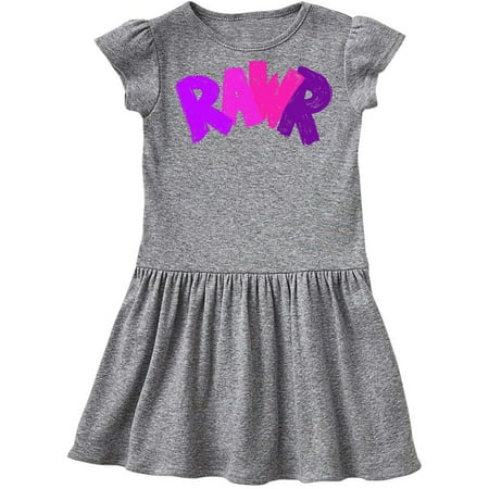 

Inktastic Rawr Distressed Text in Pink and Purple Gift Toddler Girl Dress