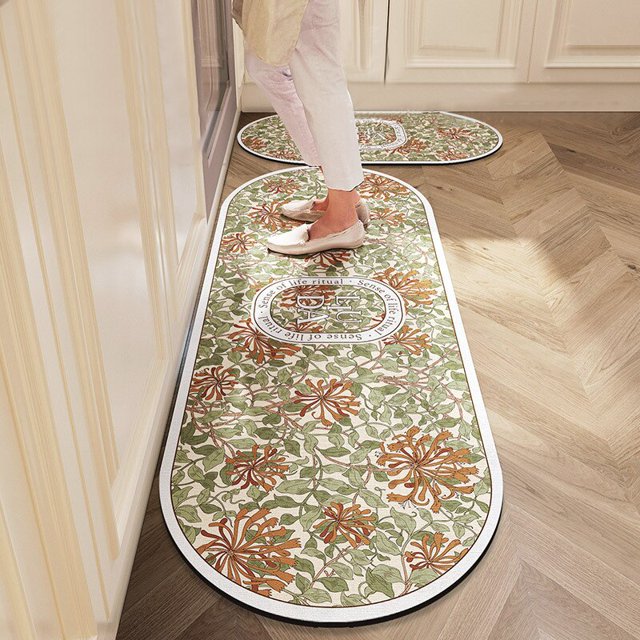 Alfombra de cocina con estampado nórdico, almohadillas de secado absorbentes, antideslizantes, largas, Felpudo de entrada, dormitorio, decoración del hogar Fivean unisex